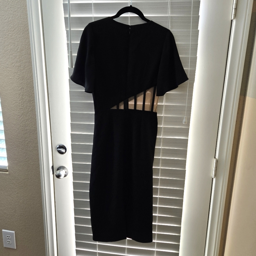 Dress the Population Tenley Black Dress With Boning Mesh Cutouts Cocktail Small - Picture 8 of 9